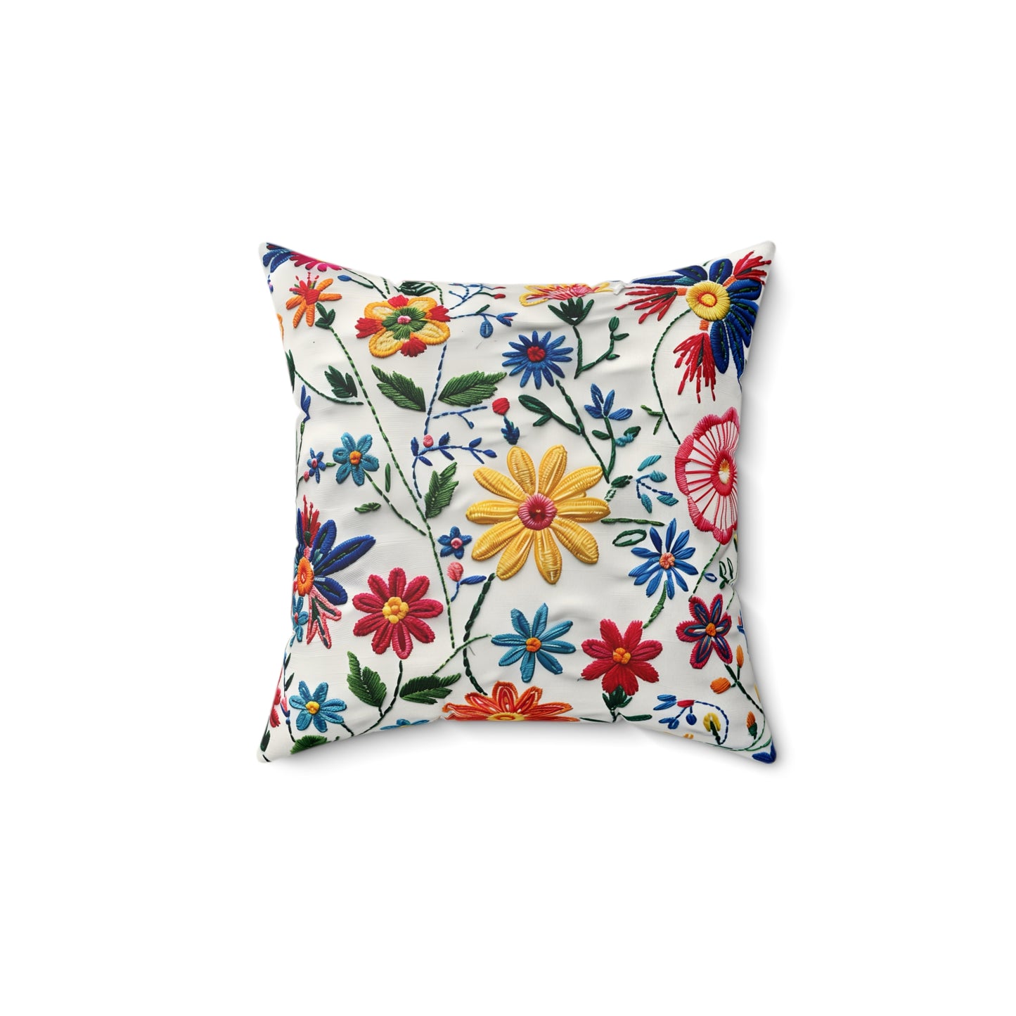 Square Pillow - Bright Spring Blooms Faux Suede Decor