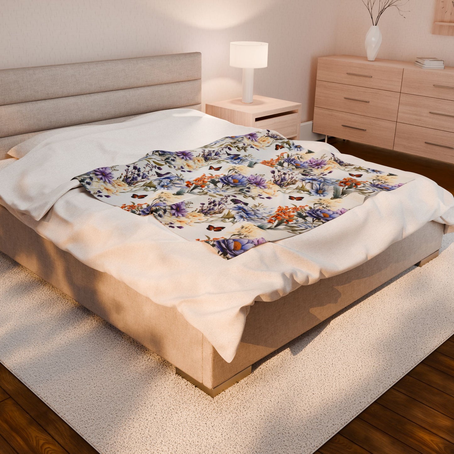 Plush Blanket - Butterflies and Blooms Design