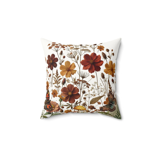 Vintage Floral Faux Suede Pillow - Cozy Home Decor Accent