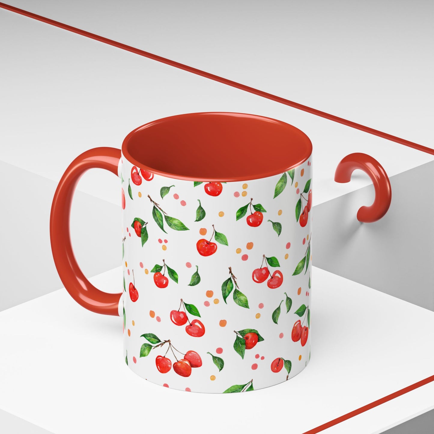 Cherry Blossom Accent Coffee Mug - 11oz & 15oz - Perfect Gift for Coffee Lovers