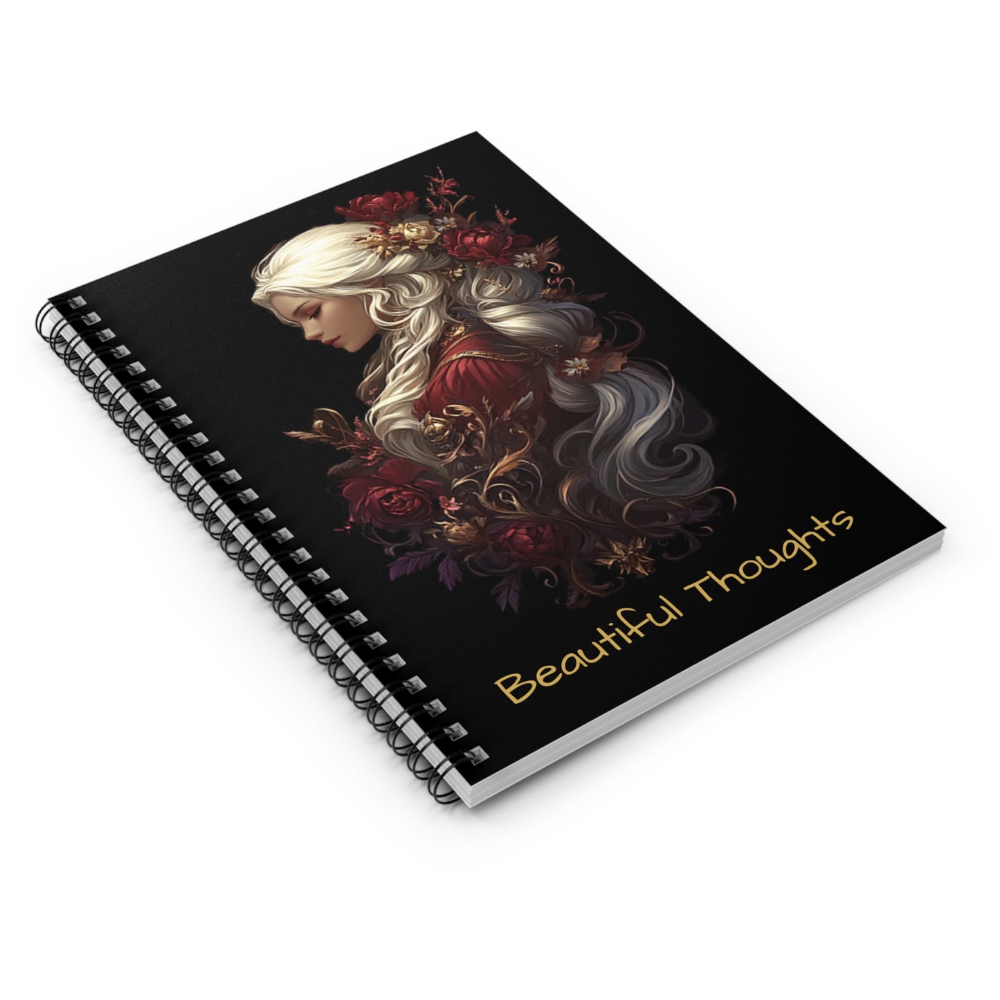 Elegant Floral Spiral Notebook - 'Beautiful Thoughts' for Inspiration and Creativity