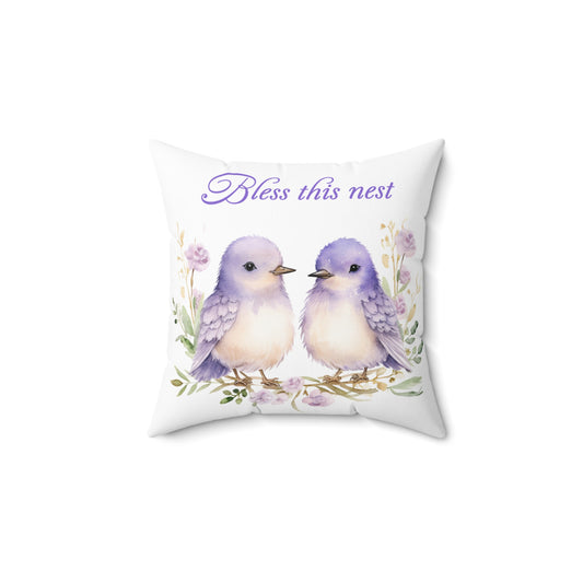 Floral Bless This Nest Square Pillow | Home Decor Accent for Nature Lovers