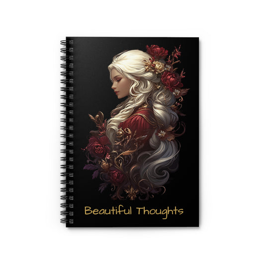 Elegant Floral Spiral Notebook - 'Beautiful Thoughts' for Inspiration and Creativity