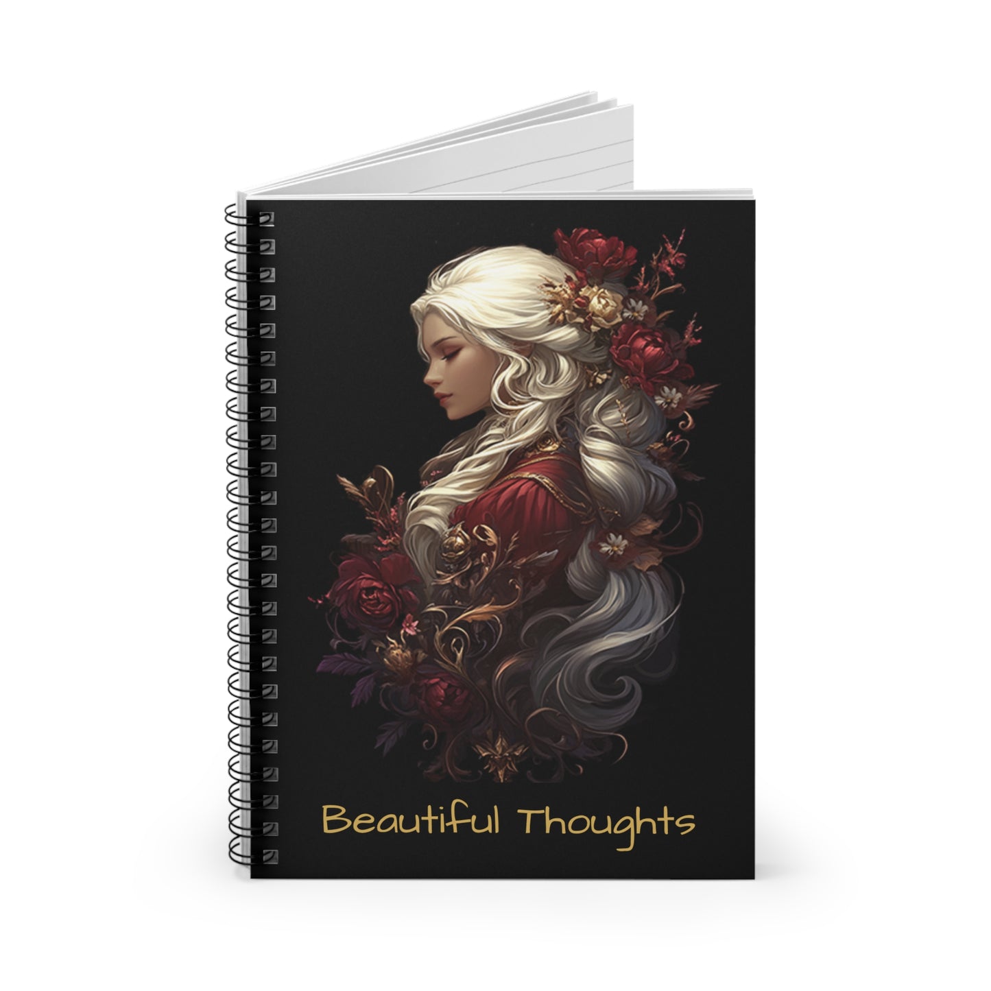 Elegant Floral Spiral Notebook - 'Beautiful Thoughts' for Inspiration and Creativity