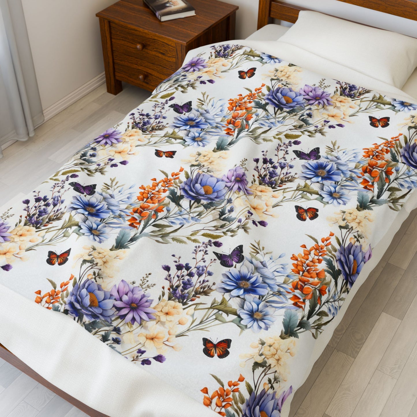 Plush Blanket - Butterflies and Blooms Design