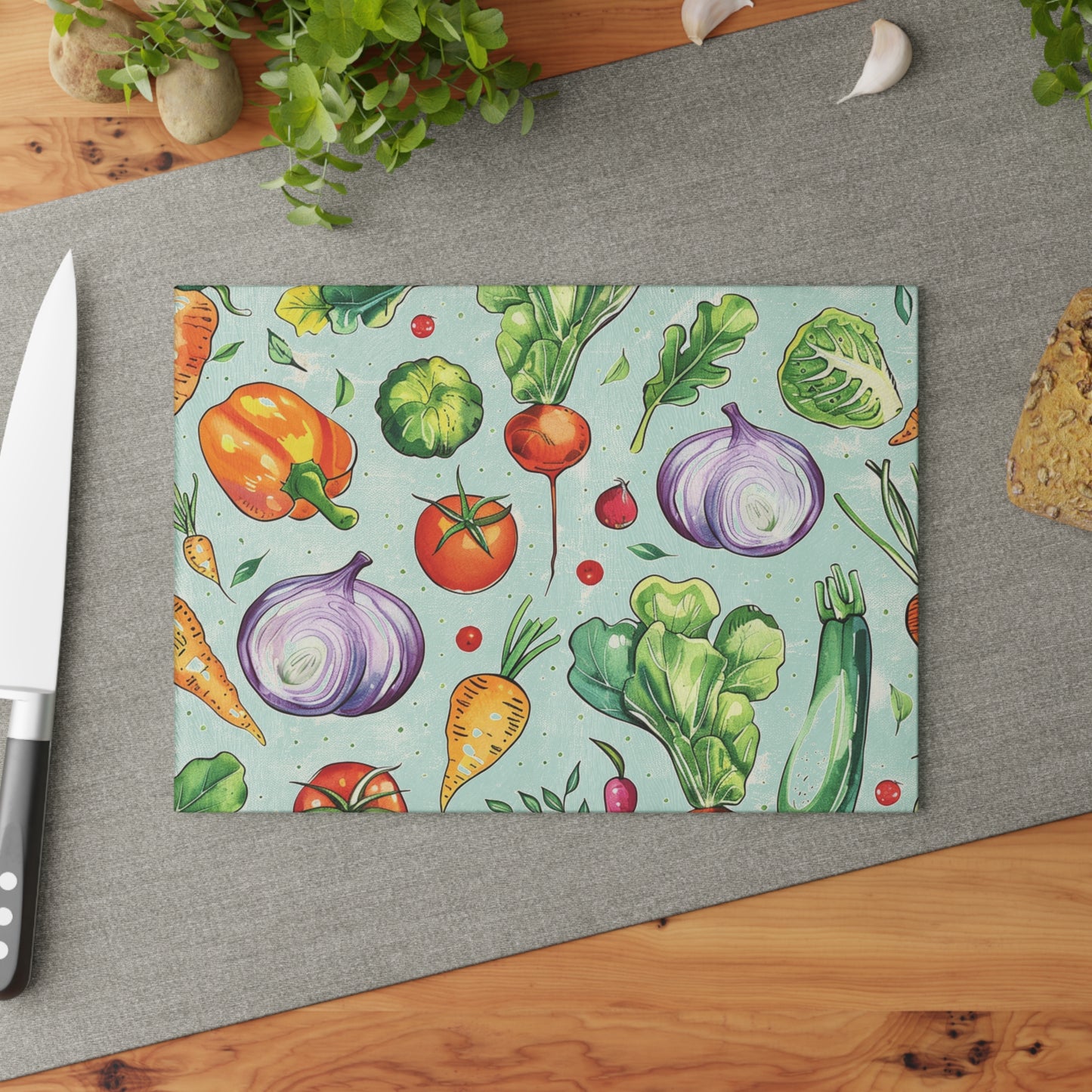 Vibrant Vegetable Glass Cutting Board - Perfect for Home Chefs and Gift Giving