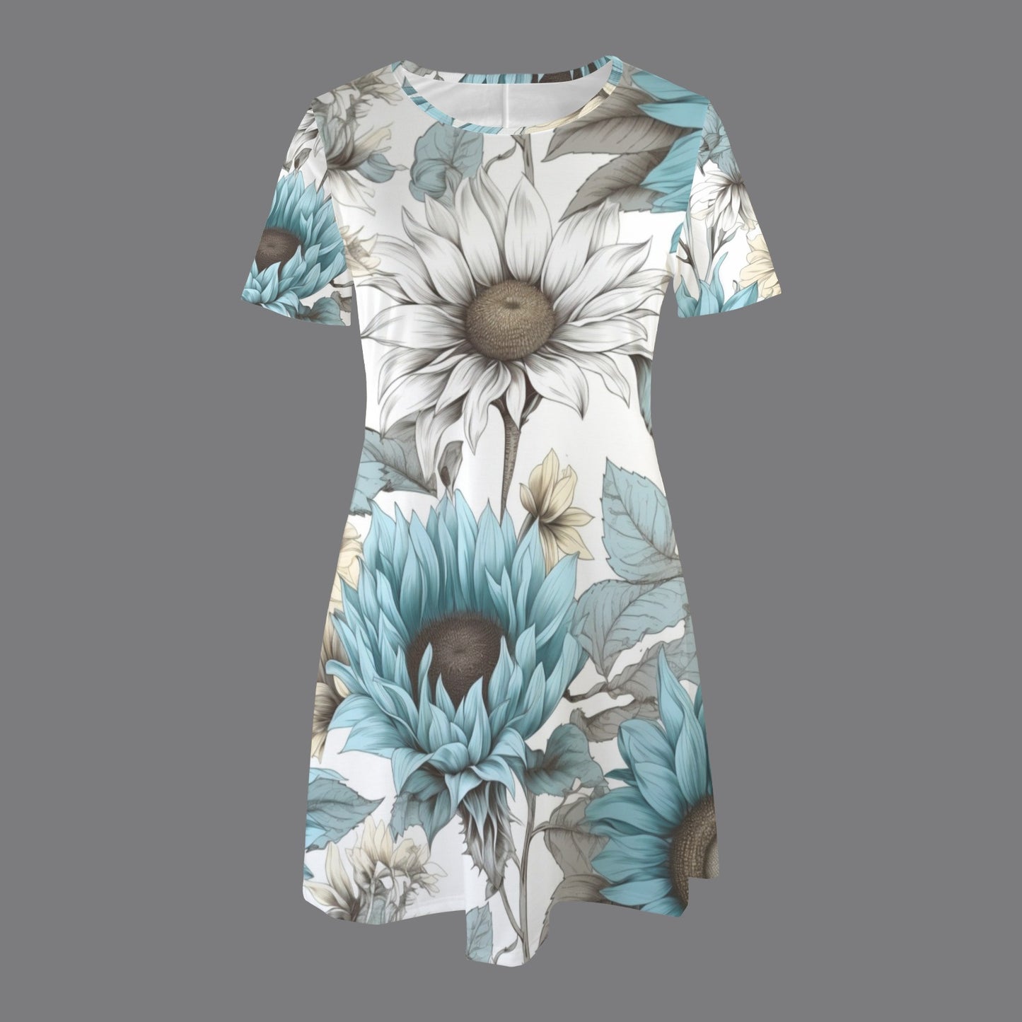 Casual Dress  -  Pastel Blue Floral